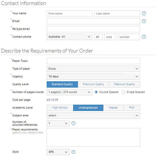 aussiessay.com order form