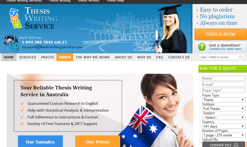 australia.thesiswritingservice.com home page